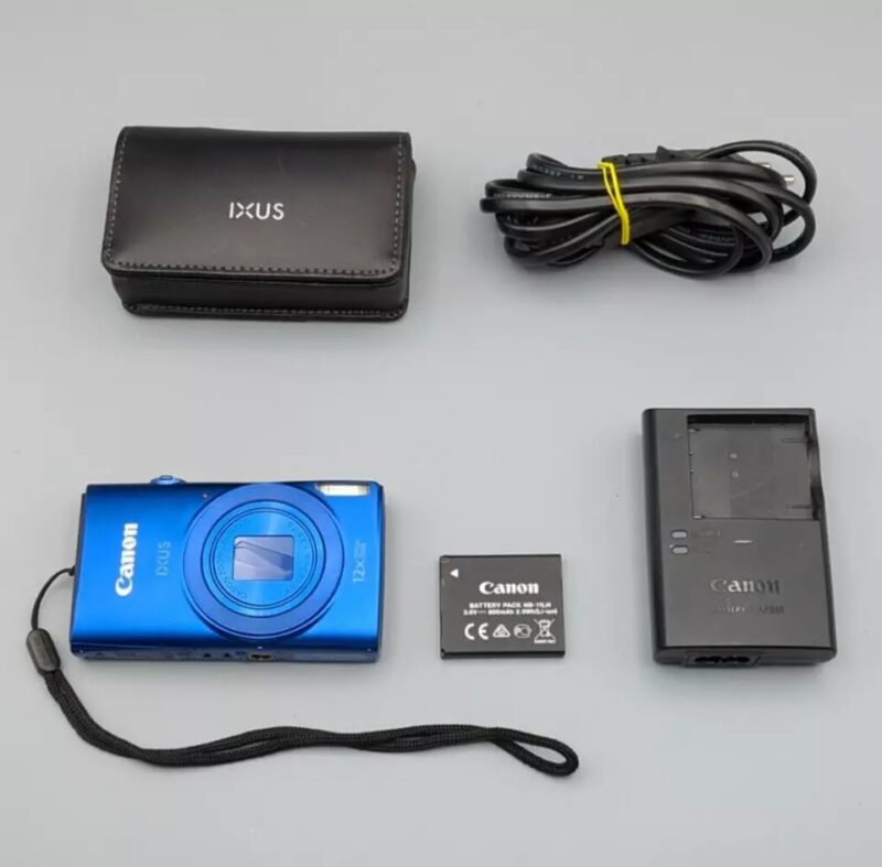 Canon IXUS 170 20.0MP Digital Compact Camera – Blue – 12x Zoom – Includes Charger & Case – Perfect for Travel & Everyday Use – Ready to Ship!